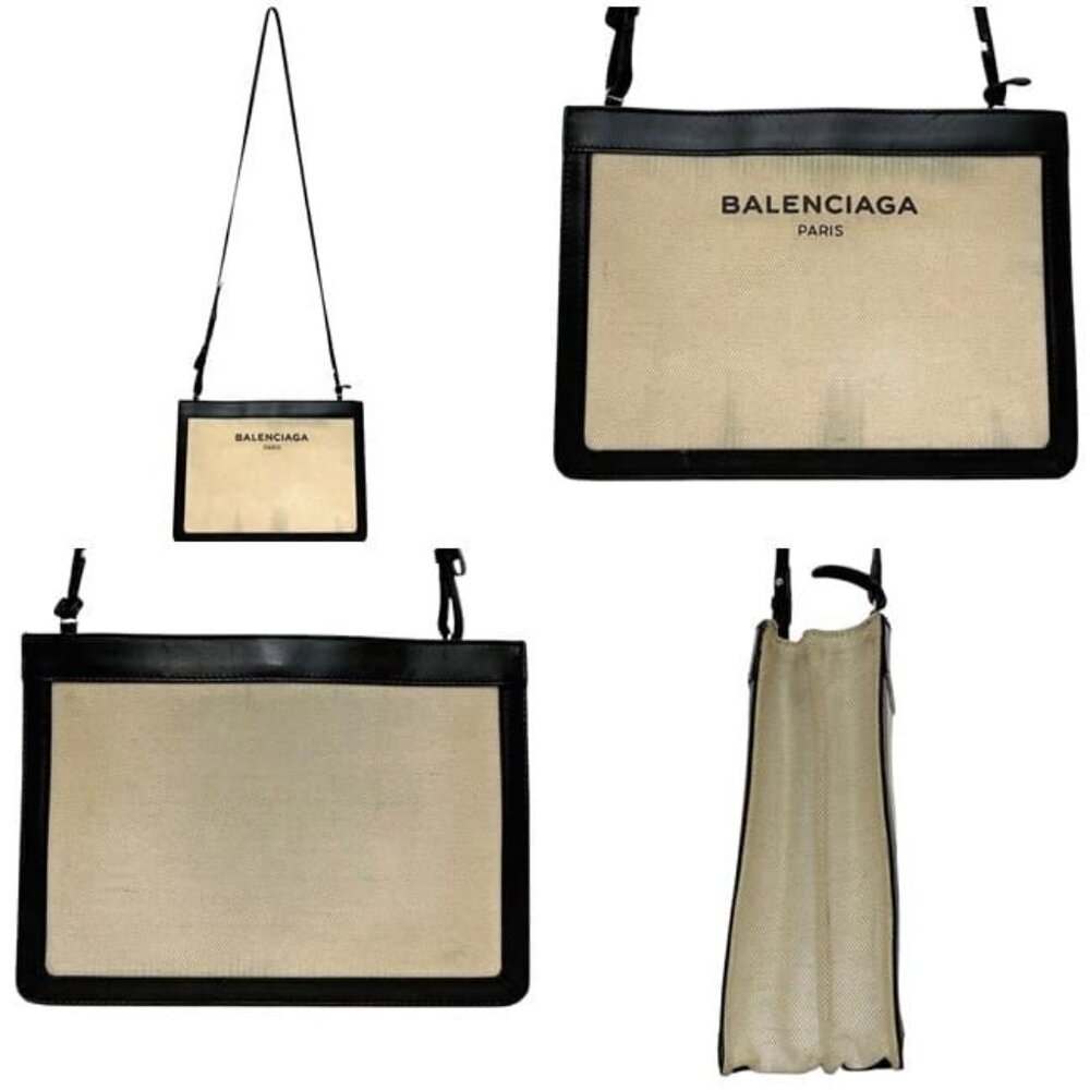 Balenciaga Shoulder Bag Navy Pochette Natural Black - Picture 2 of 10